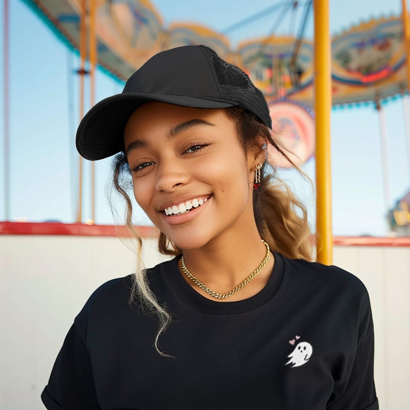 DALIX Plain Trucker Hat Mesh Cap in Black - Image 4